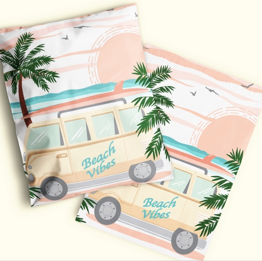Beach Vibes Polymailers 20 Pk Very Thick Material 10" By 13" - Picture 2 of 6